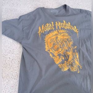 Metal Mulisha T Shirt XL Grey and Orange Rare Dirtbike Moto Style Shirt